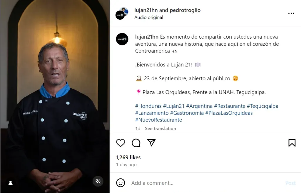 Pedro Troglio y el anuncio en su cuenta de Instagram @pedrotroglio