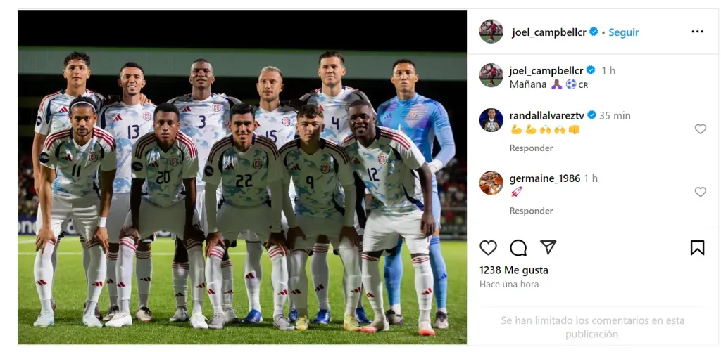 La publicació de Joel Campbell (Instagram).