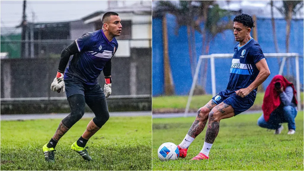 Jason Vega y Byron Bonilla en acción durante uno de los entrenos del Tren. (Foto: Real Estelí)