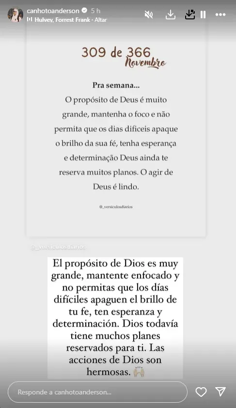 El mensaje de Canhoto en Instagram.