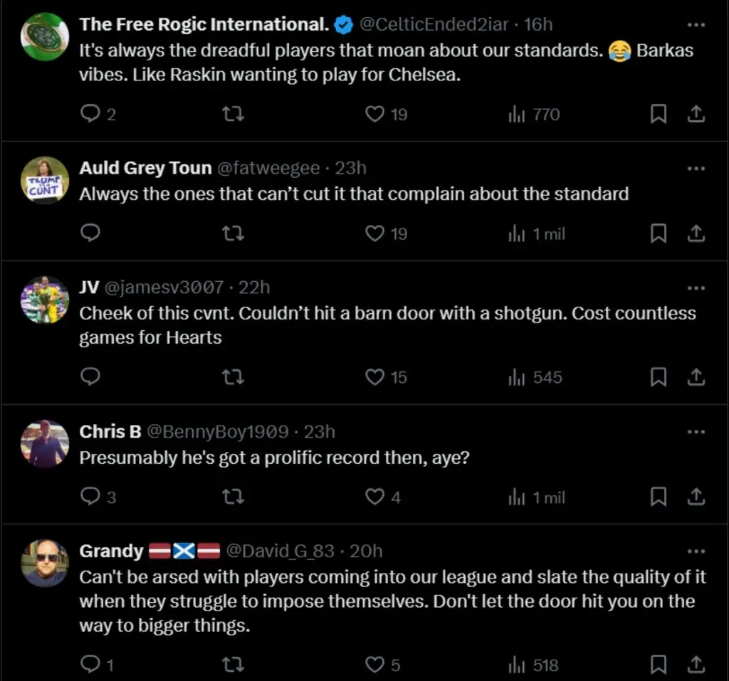Los comentarios contra Kenneth Vargas.