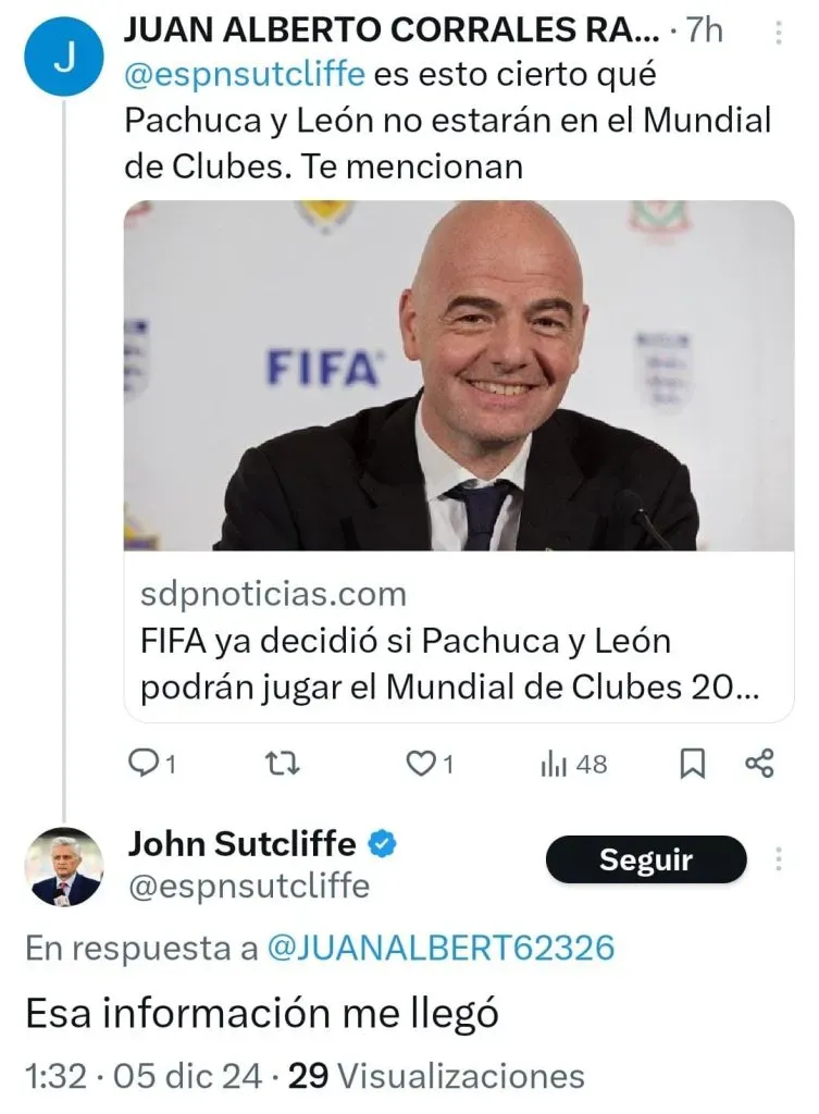 La información que brindó John Sutcliffe.