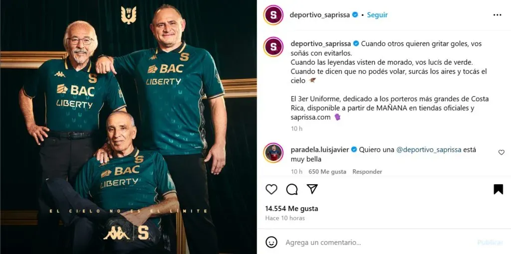 El comentario de Luis Paradela en la publicación del Saprissa.