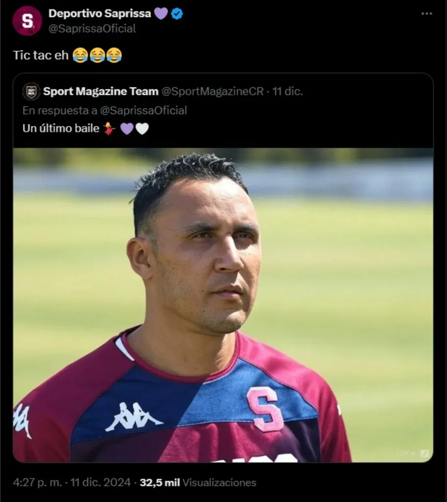 La publicación de Saprissa con Keylor Navas de protagonista.