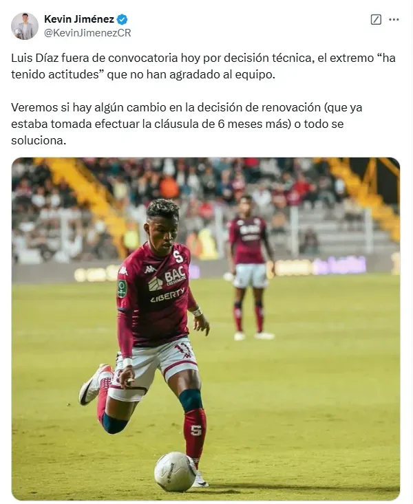 La información aportada por Kevin Jiménez. (X.com)