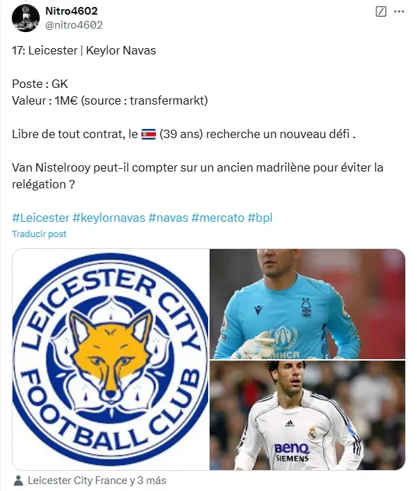 El interés de la Premier League por Keylor Navas. (x.com)