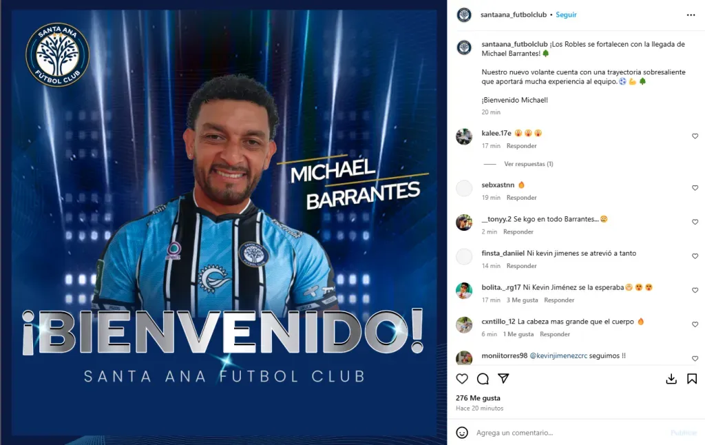 La bienvenida oficial de Santa Ana a Michael Barrantes. (Instagram)