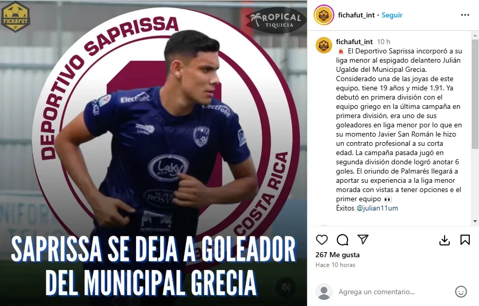 Saprissa consiguió a un joven y prometedor delantero. (Instagram)