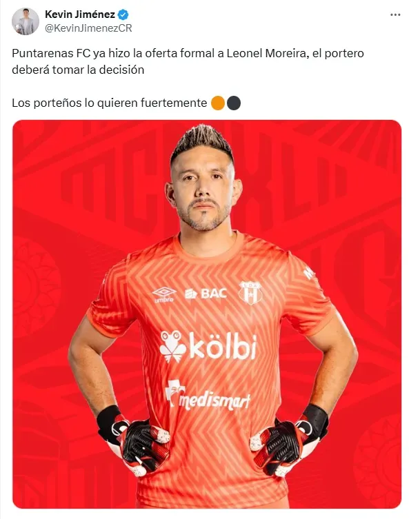 Leo Moreira está cerca de fichar en Puntarenas. (X.com)