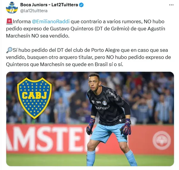 El futuro de Marchesín estaría en Boca.