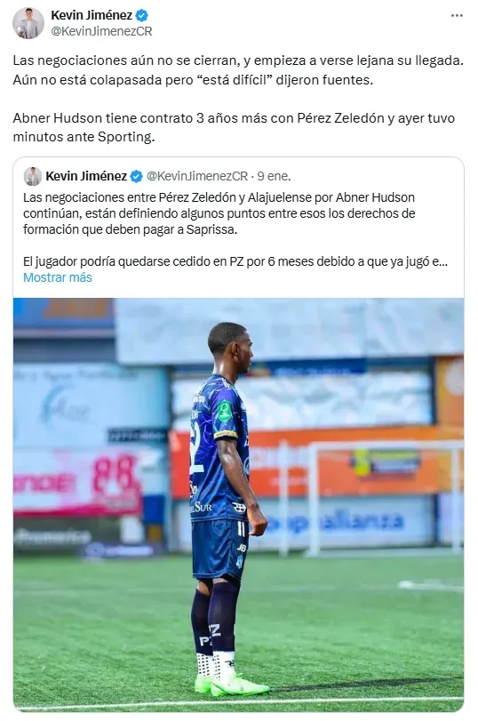 La información de Kevin Jiménez. (x.com)