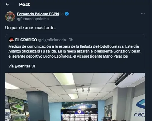 Fernando Palomo en su cuenta oficial de X.