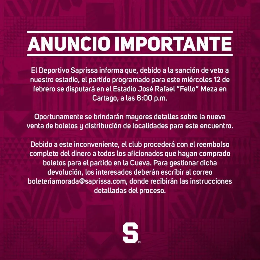 Comunicado de Saprissa. (Foto: X)