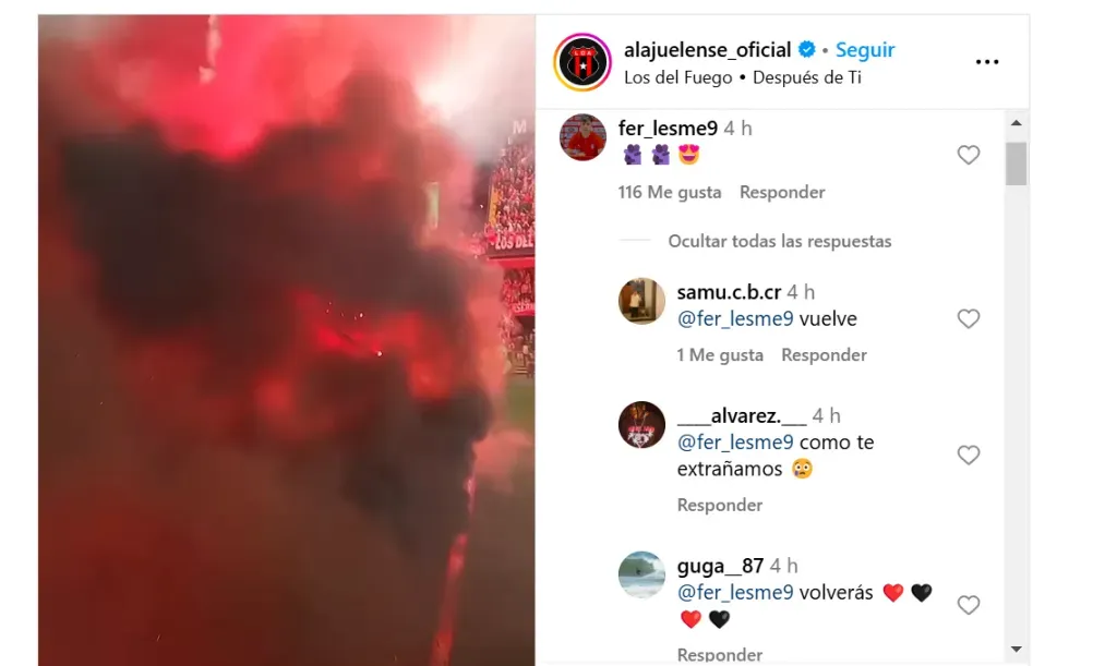 Fernando Lesme sorprendió a los manudos (Instagram).