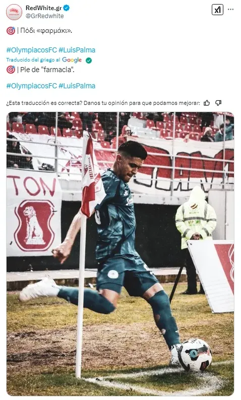 A Luis Palma le dicen “Pie de farmacia” en Olympiacos.