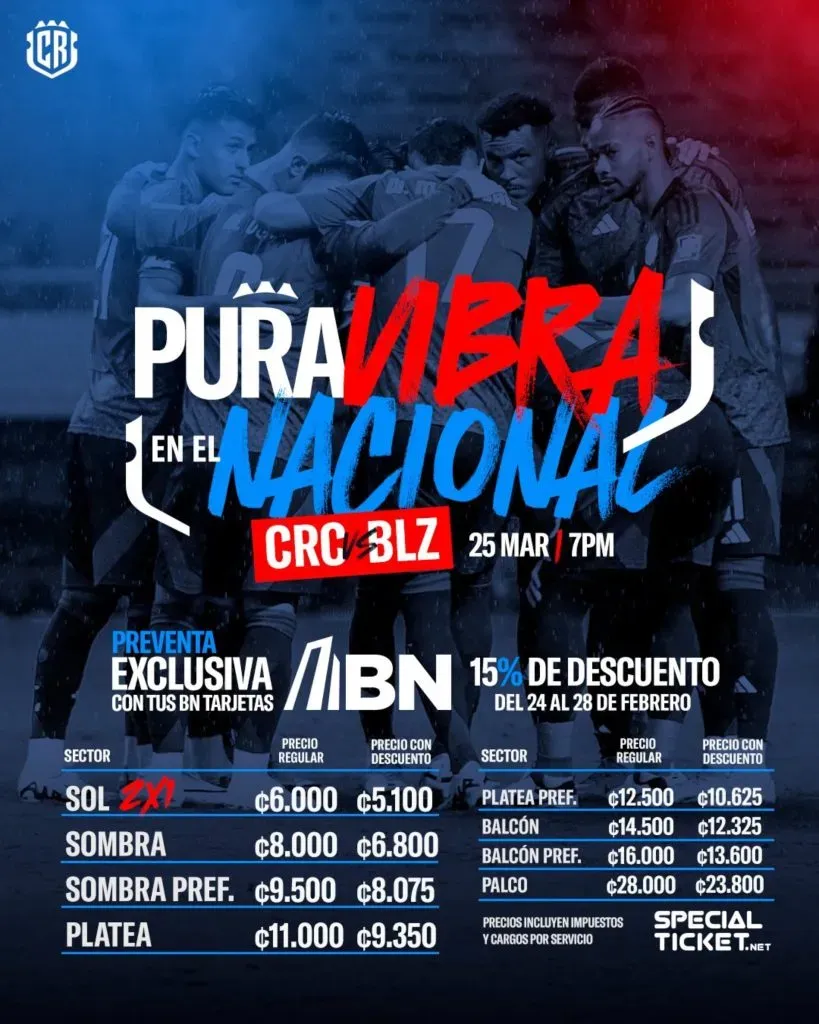 Las entradas para ver el partido de Costa Rica.