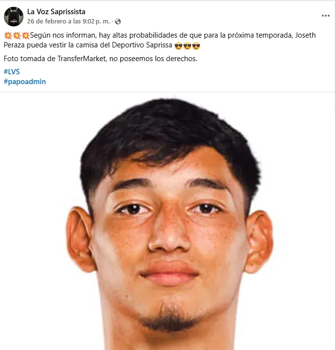 La Voz Saprissista dio la información. (Facebook)