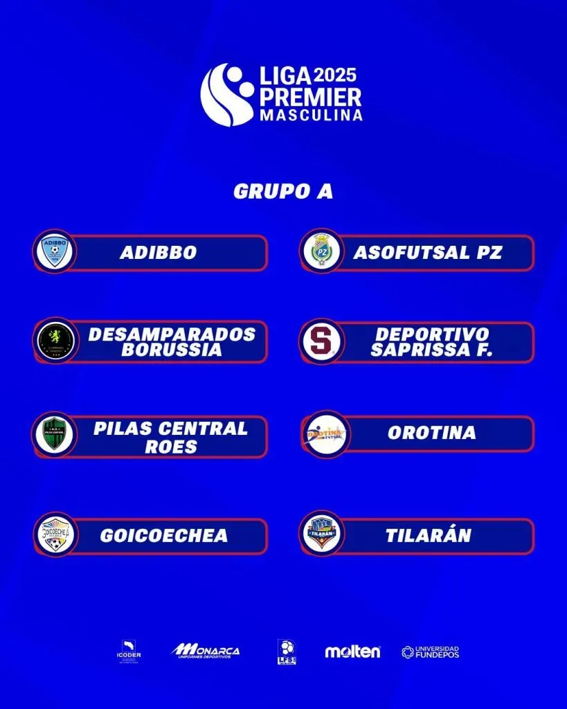 El grupo A de Saprissa en la Liga Premier de Futsal.