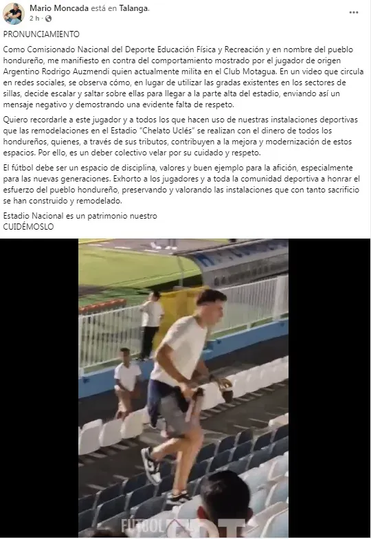 Mario Moncada dejó duro mensaje a Rodrigo Auzmendi por lo que pasó en el estadio Nacional.