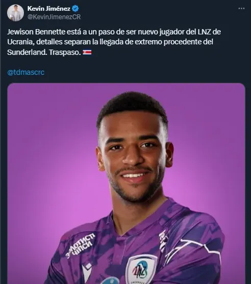 Kevin Jiménez sobre Jewison Bennette