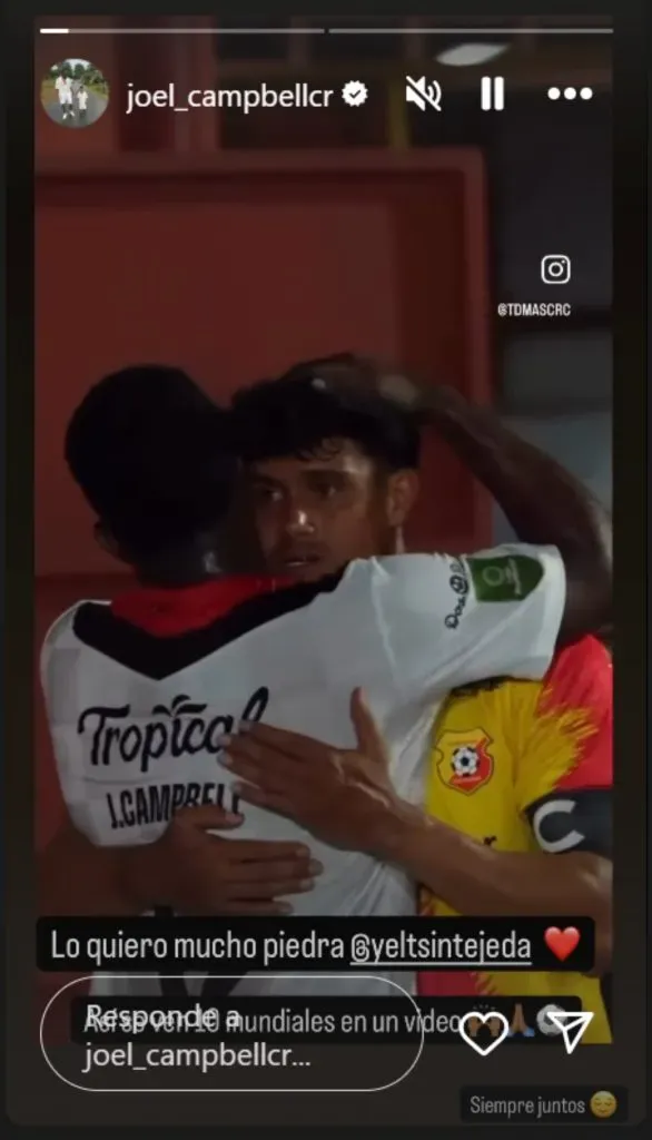 La publicación de Joel Campbell en su cuenta de Instagram.