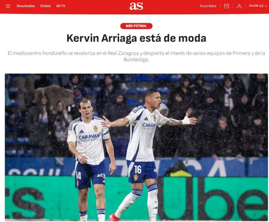 Diario AS informa sobre el interés que existe de la Bundesliga sobre Kervin Arriaga.