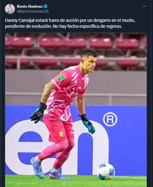Danny Carvajal lesionado con Herediano – Kevin Jiménez / X