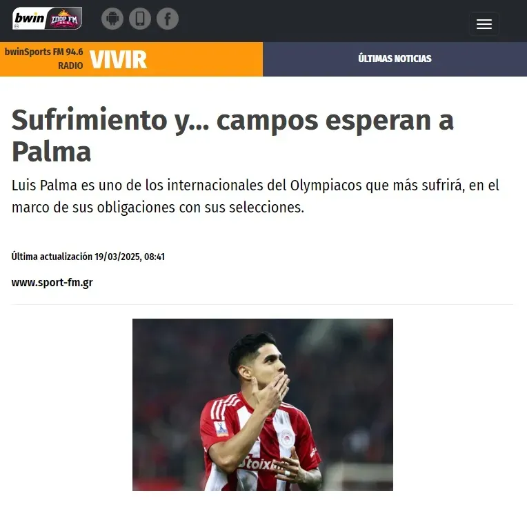 En Grecia se asombran del campo donde jugará Luis Palma ante Bermudas.