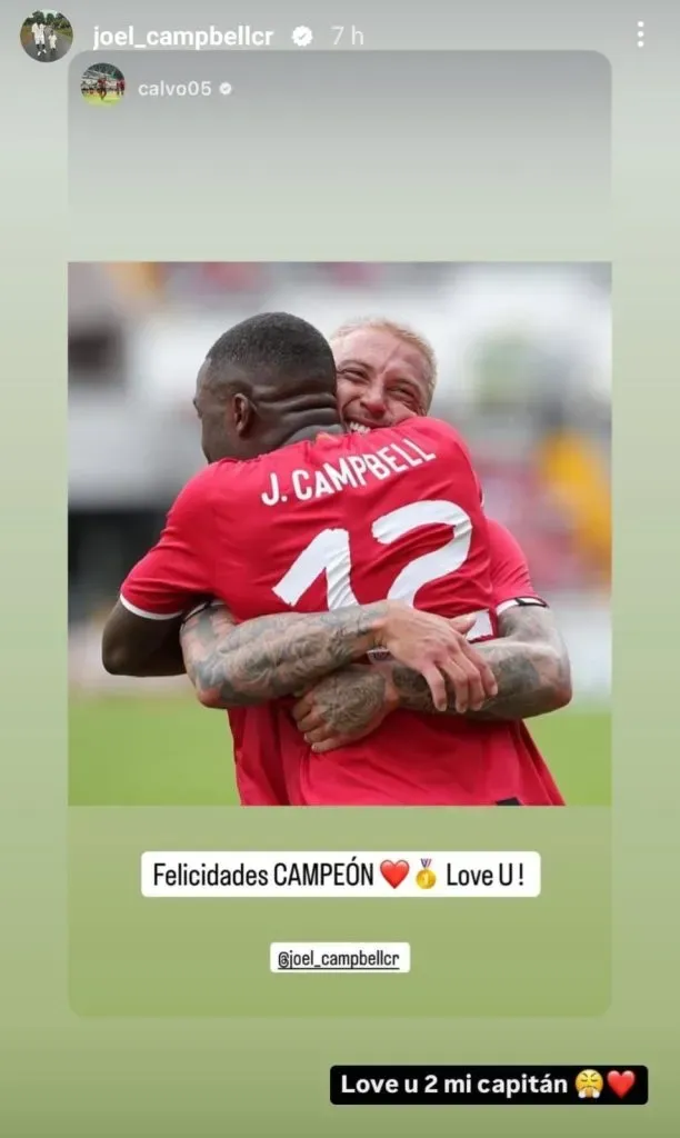 Francisco Calvo y Joel Campbell a través de las redes sociales