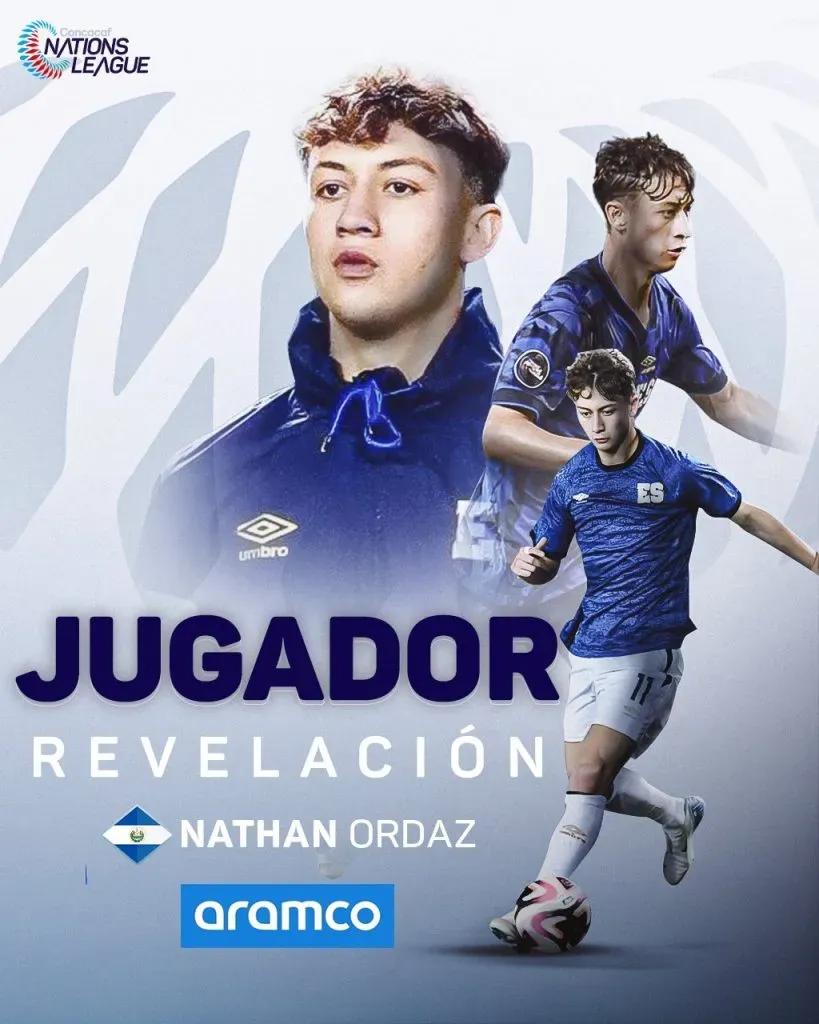 La imagen que compartió la Concacaf sobre el premio que le otorgaron a Nathan Ordaz.