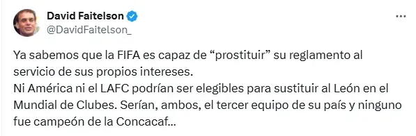 Faitelson asegura que ni América ni LAFC pueden ir al Mundial de Clubes. (X.com)