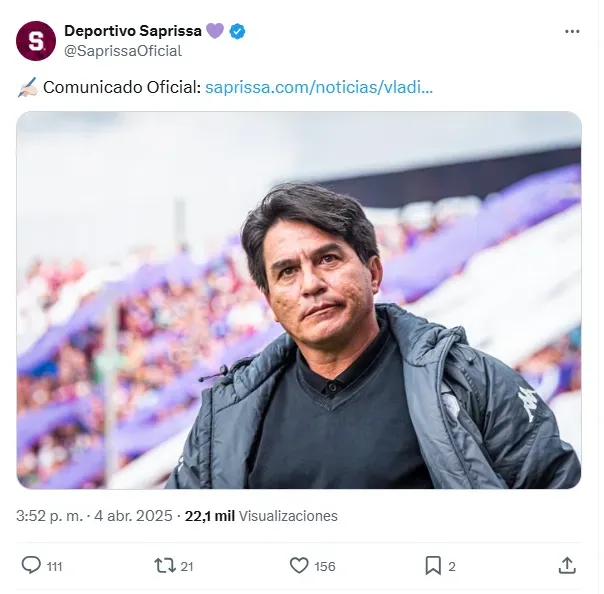 Éste comunicado sobre Vladimir Quesada hizo explotar a la afición. (X.com)