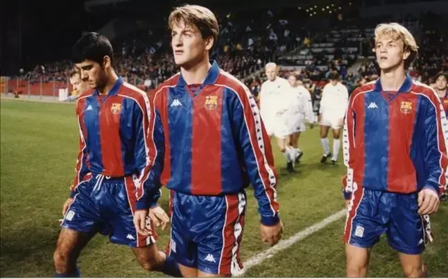 Thomas Christiansen (centro) junto a Josep Guardiola