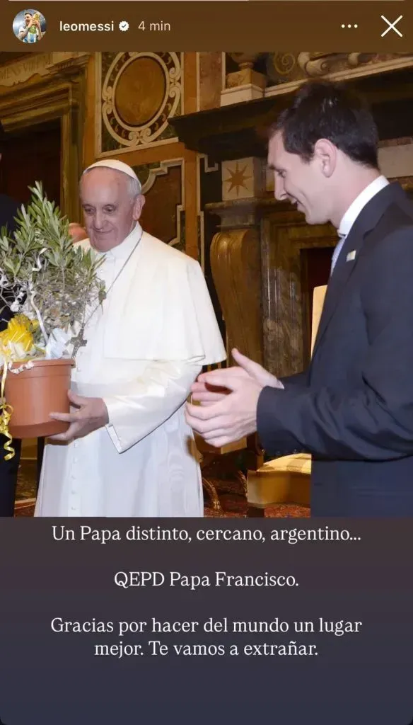 Mensaje de Lionel Messi por la muerte del Papa Francisco