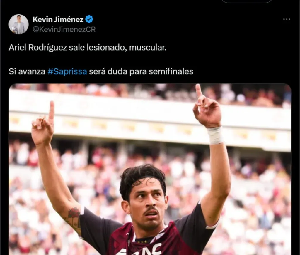 Ariel Rodríguez es duda ante Herediano.