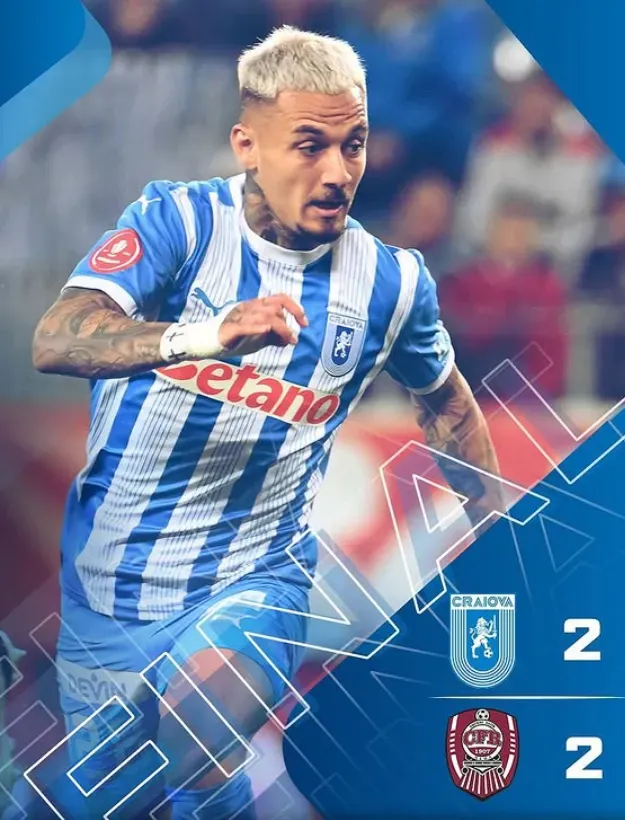 El equipo de Carlos Mora empató 2-2 (U- Craiova).