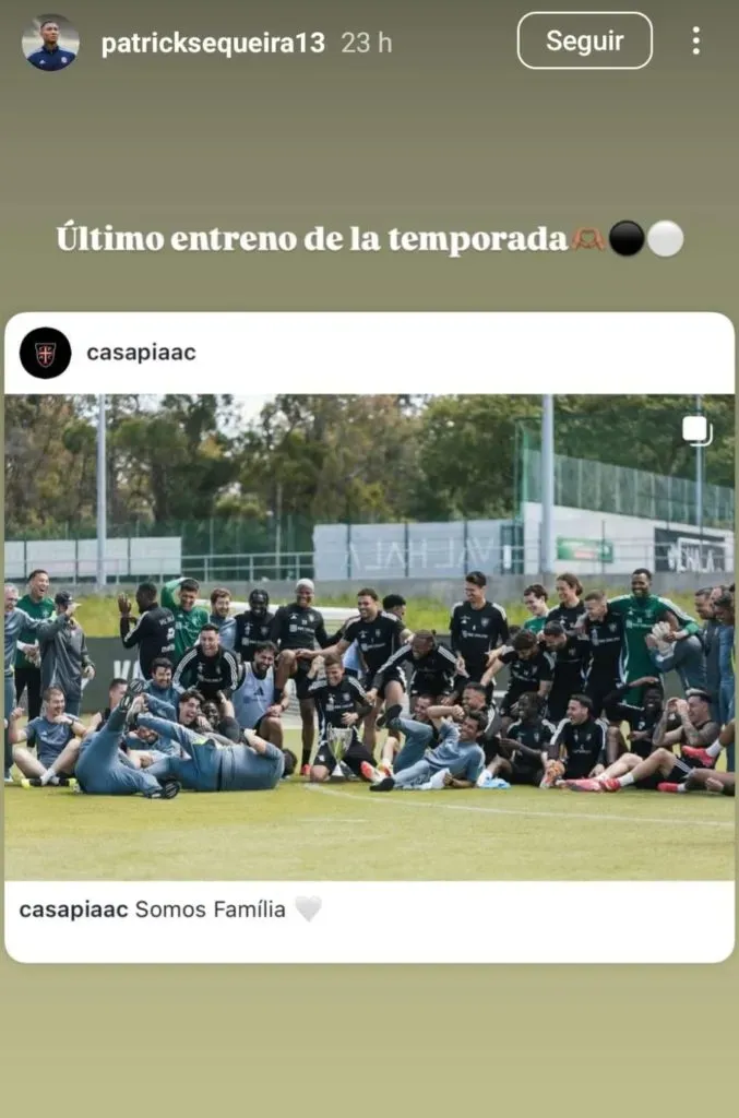 El posteo de Patrick Sequeira.