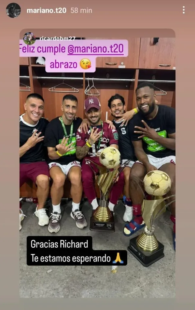 Mariano Torres en su cuenta oficial de Instagram