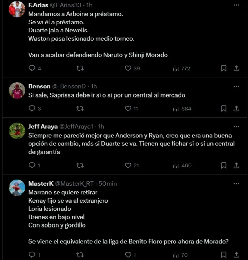 Algunos comentarios de los aficionados de Saprissa.