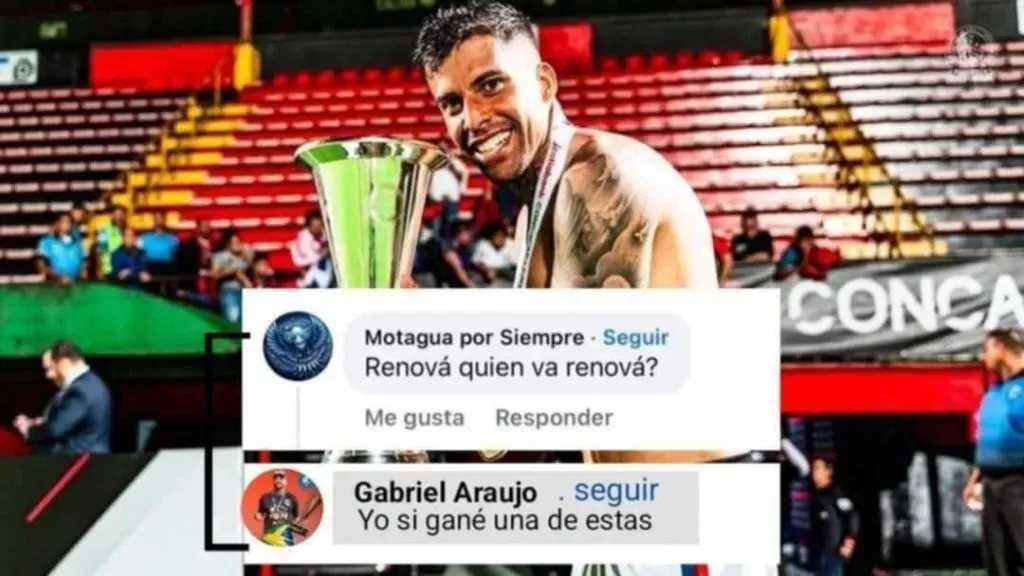 El cruce entre aficionados de Motagua y Gabriel Araújo en redes sociales.
