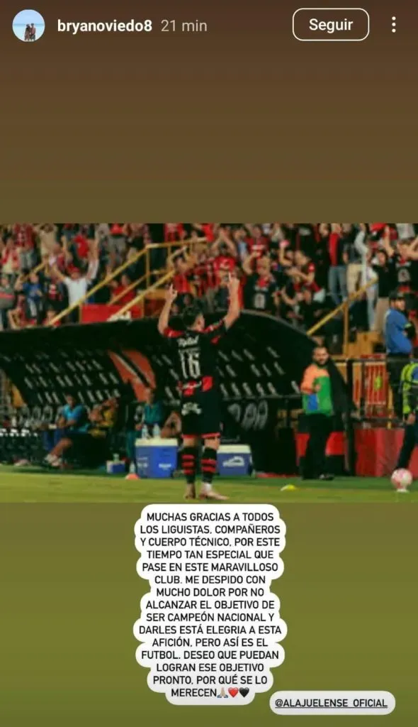 El mensaje de Bryan Oviedo.