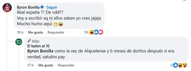 El cruce entre Byron Bonilla y El Balón al 10.