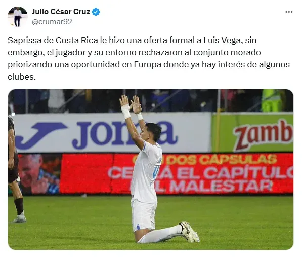 Paulo Wanchope necesitará encontrar soluciones ahora que esta figura eligió irse a Europa antes que a Saprissa.