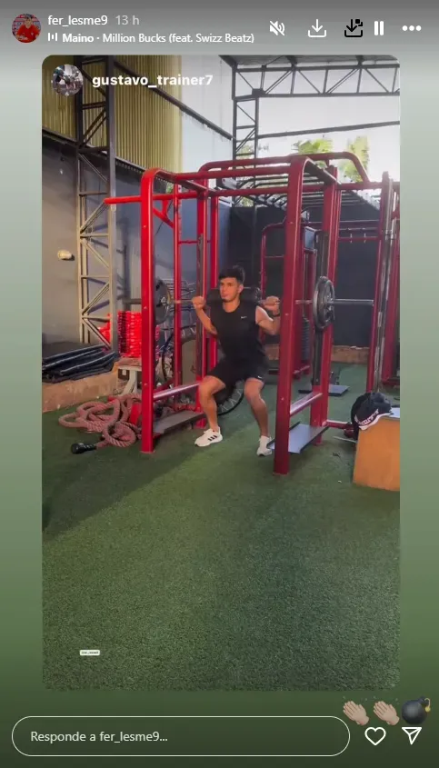 Así se entrena Fernando Lesme mientras se alista para regresar. (Instagram)