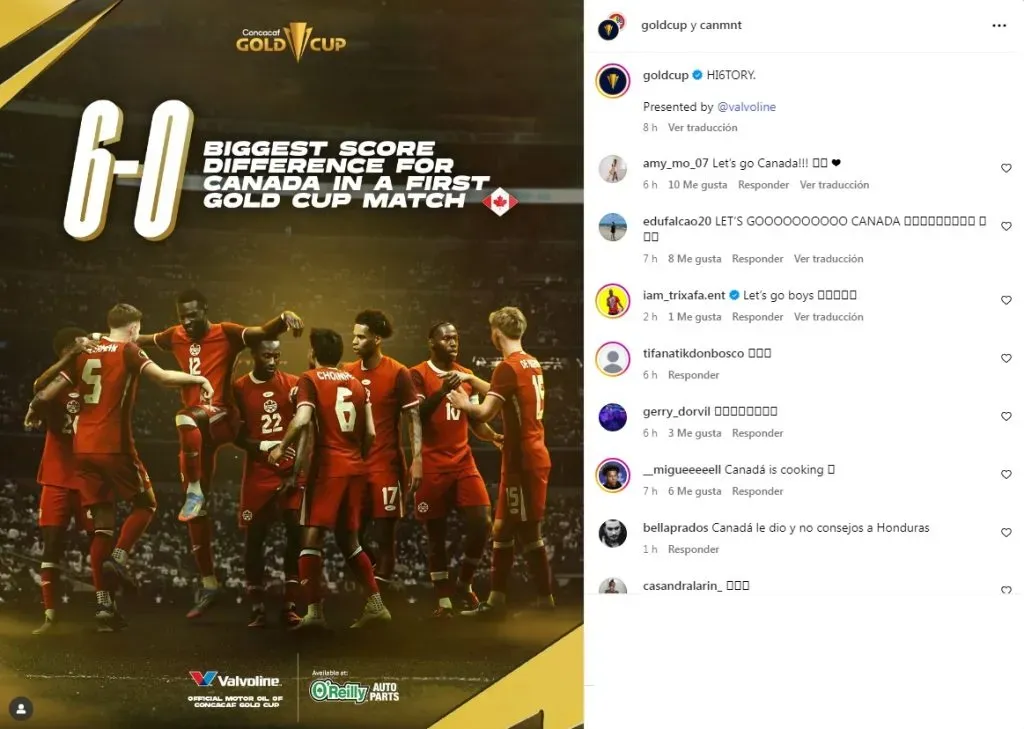 Esta es la publicación de Concacaf que castiga a Honduras por la goleada 6-0 ante Canadá.