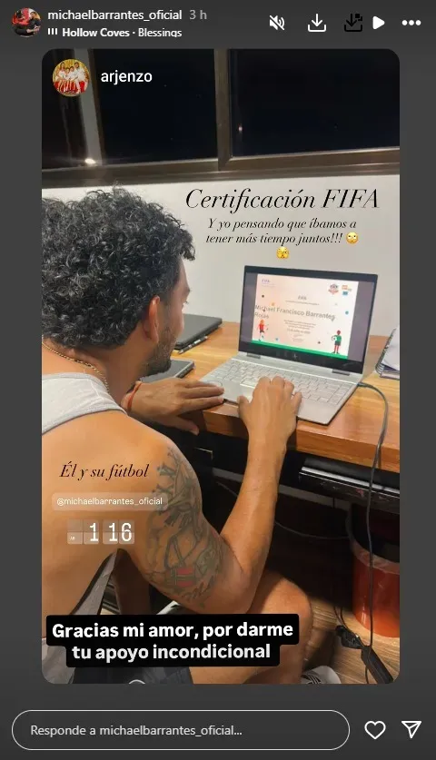 La publicación de la esposa de Michael Barrantes.