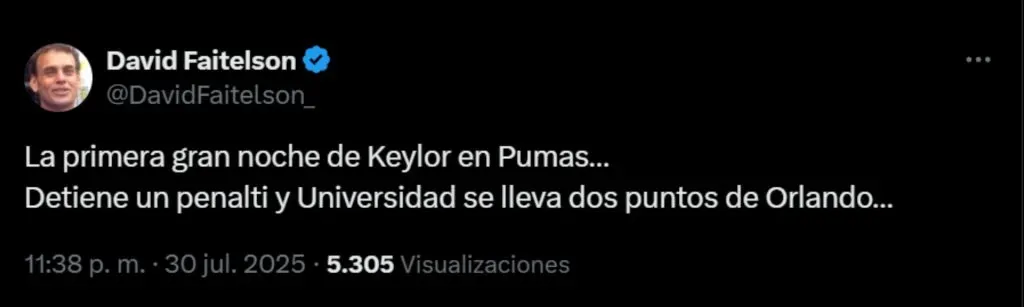 El tweet de Faitelson sobre Keylor Navas.