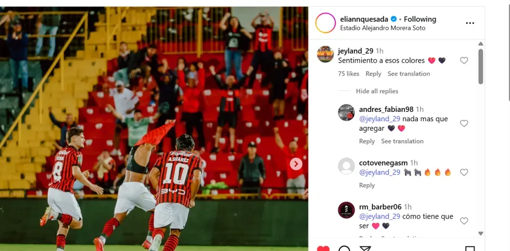 El comentario de Jeyland Mitchell para Elián Quesada.