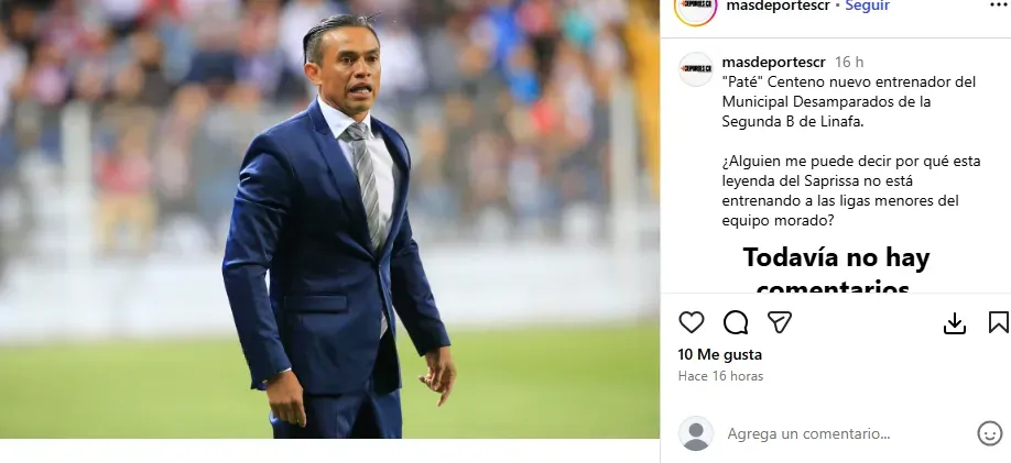 ¿Por qué Paté Centeno no está en Saprissa? Lo que todos se preguntan. (Instagram)