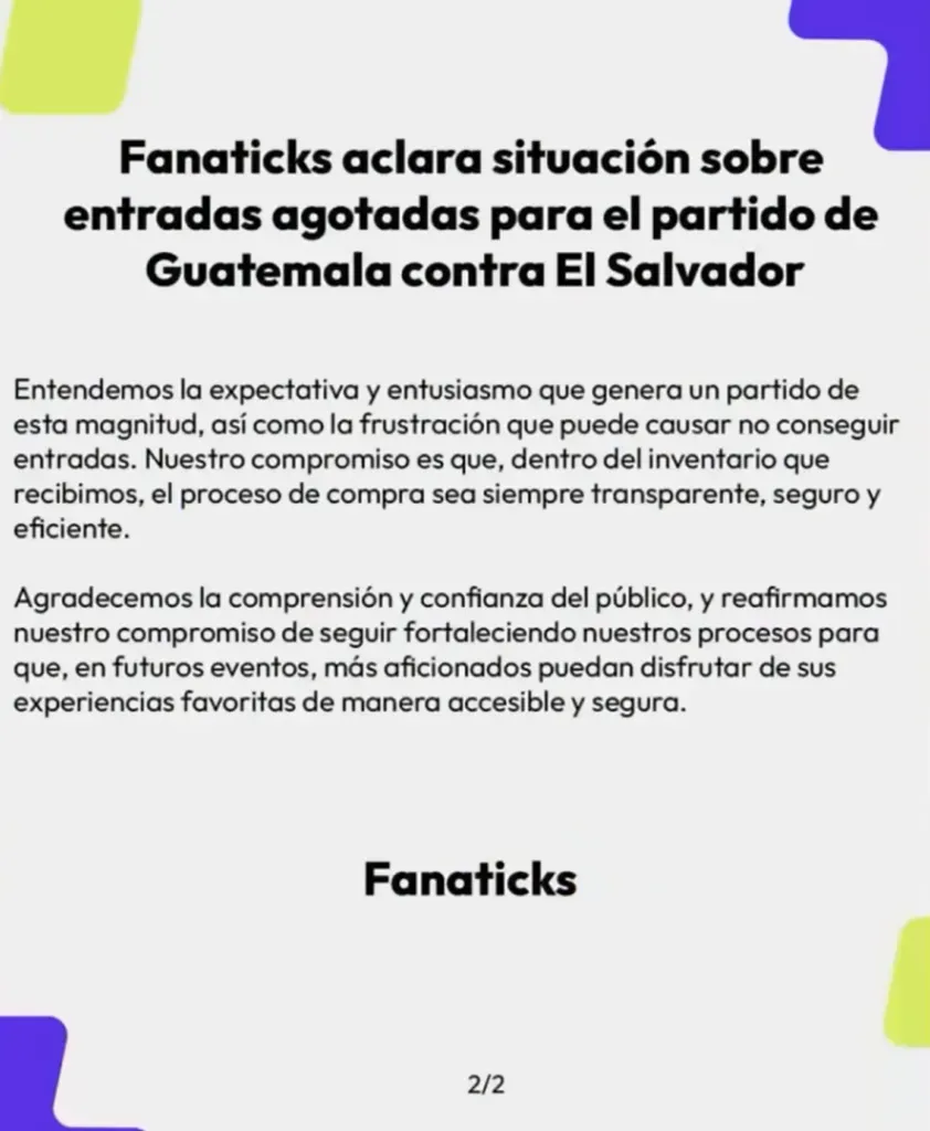 La empresa Fanaticks desmiente otros presuntos problemas en Guatemala.